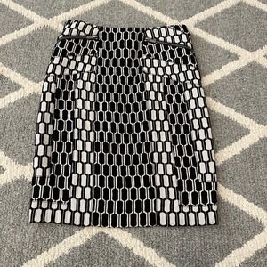 Diane Von Furstenberg Laury Honeycomb Pencil Skirt Black White Mini Womens 0